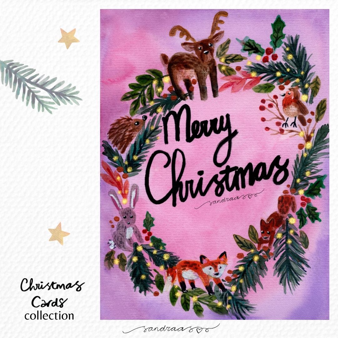 Christmas card - Woodland Christmas Wreath - SANDRAAS