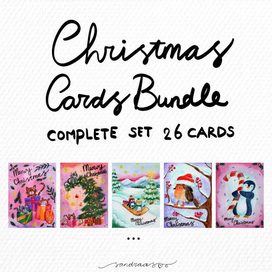 Christmas Cards Set – 26 Festive Watercolor Designs 🎄✨ - SANDRAAS