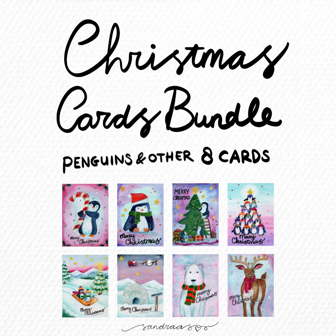 christmas-card-set-of-8-penguins-winter-whimsy-sandraas for Free Printable Personalized Christmas Cards Christmas Card Set of 8 – Penguins & Winter Whimsy ❄️🐧 – SANDRAAS for Free Printable Personalized Christmas Cards
