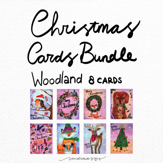 Christmas Cards Set of 8 – Woodland Collection 🎄🦊 - SANDRAAS