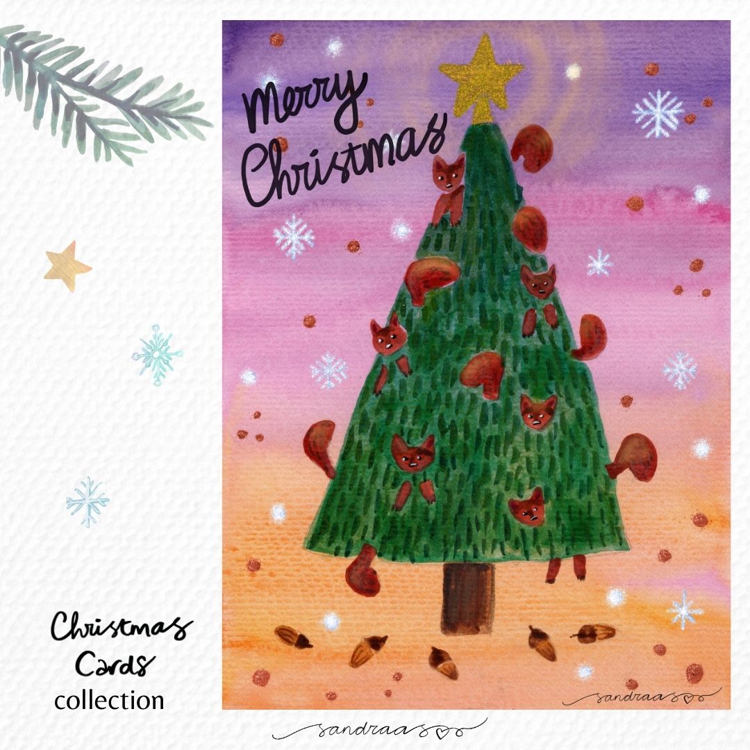 Christmas card - Squirrels Christmas Tree - SANDRAAS