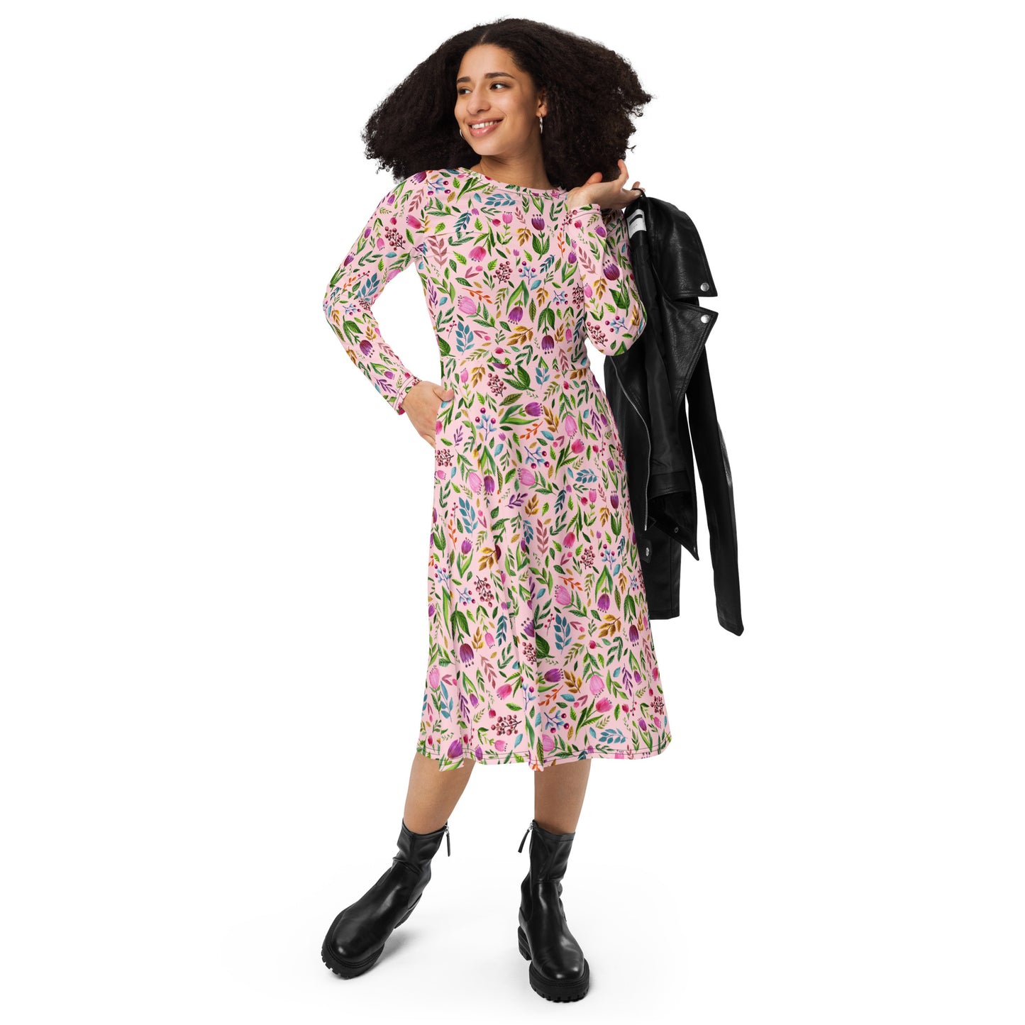 🌸 Twirl Into Spring – Floral Midi Dress with Pockets! 🌸 - SANDRAAS