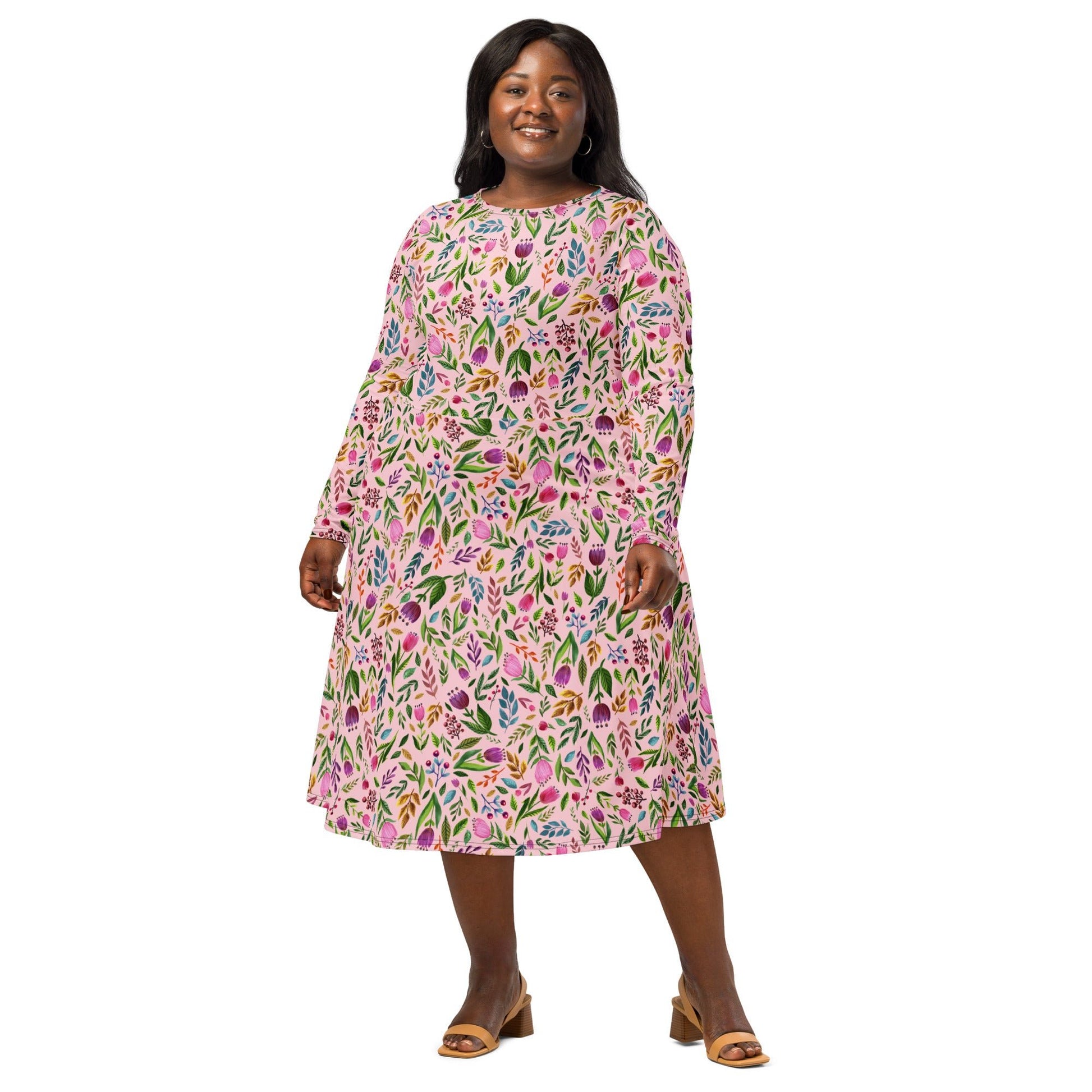 🌸 Twirl Into Spring – Floral Midi Dress with Pockets! 🌸 - SANDRAAS