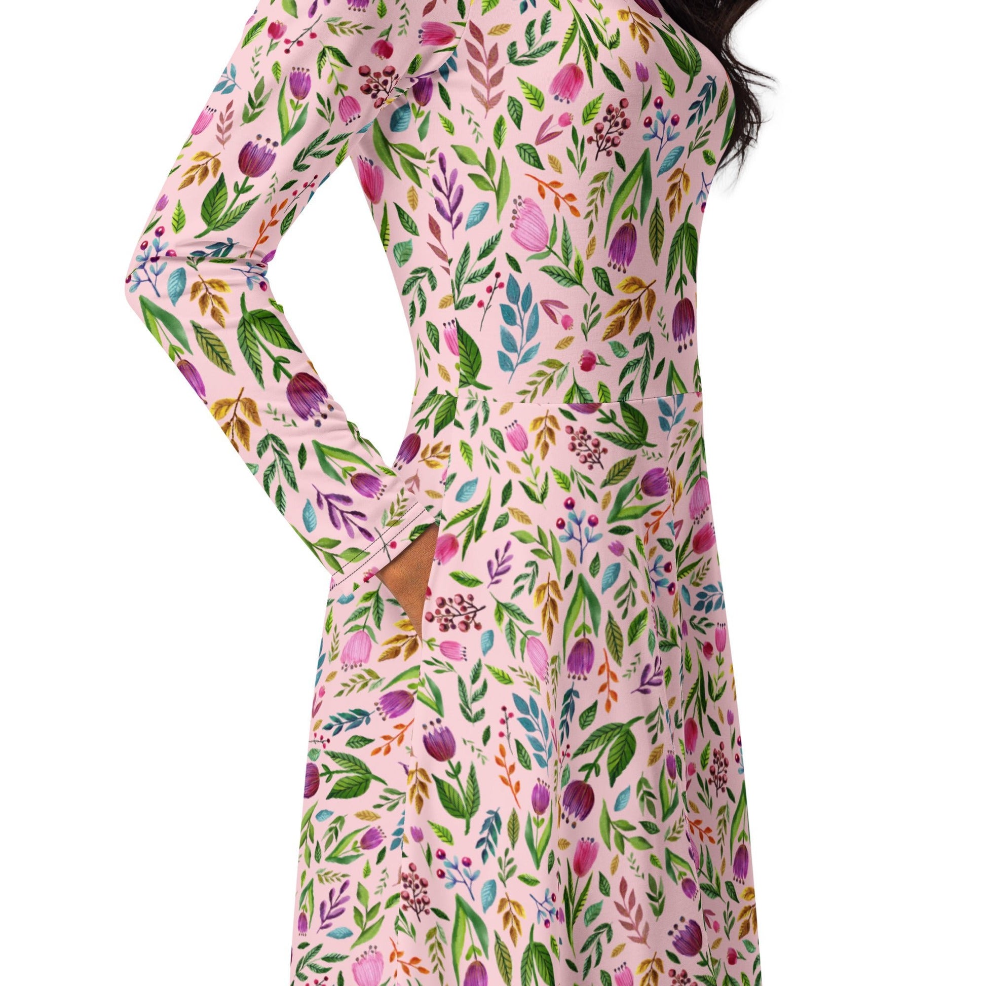 🌸 Twirl Into Spring – Floral Midi Dress with Pockets! 🌸 - SANDRAAS