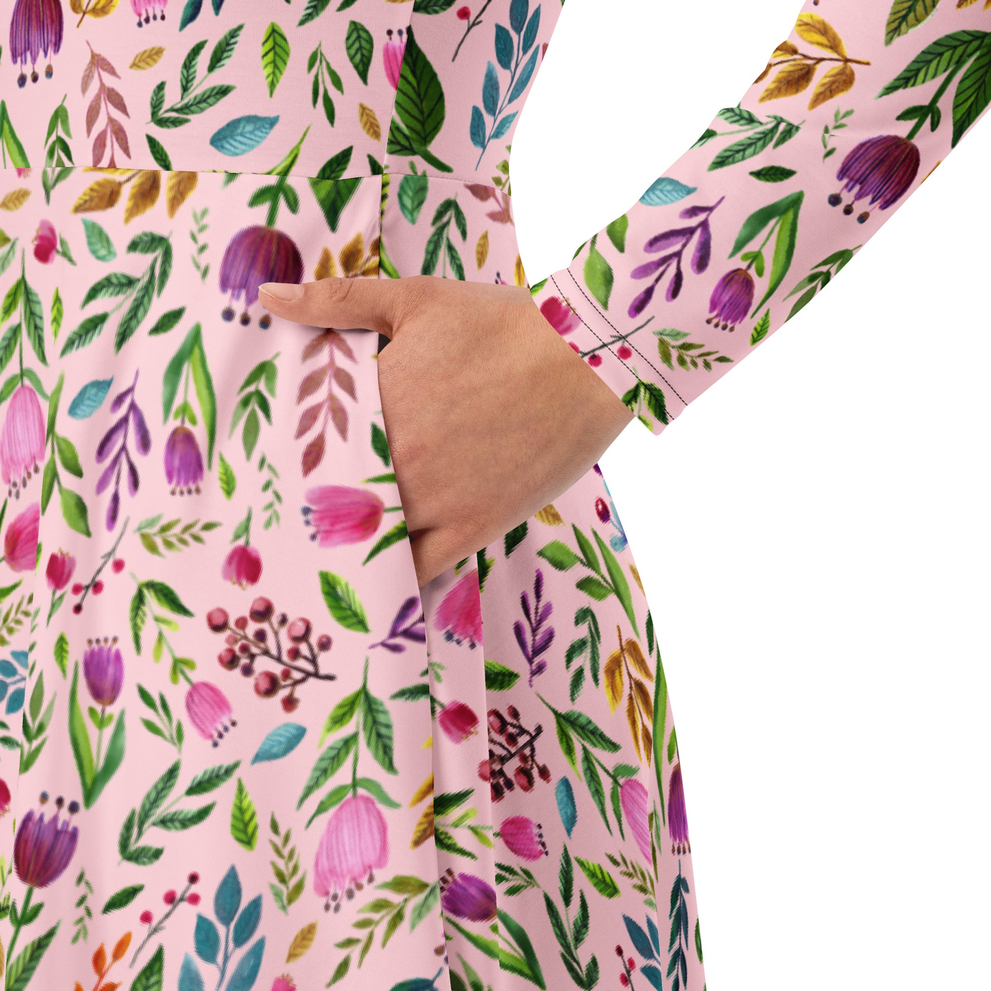 🌸 Twirl Into Spring – Floral Midi Dress with Pockets! 🌸 - SANDRAAS