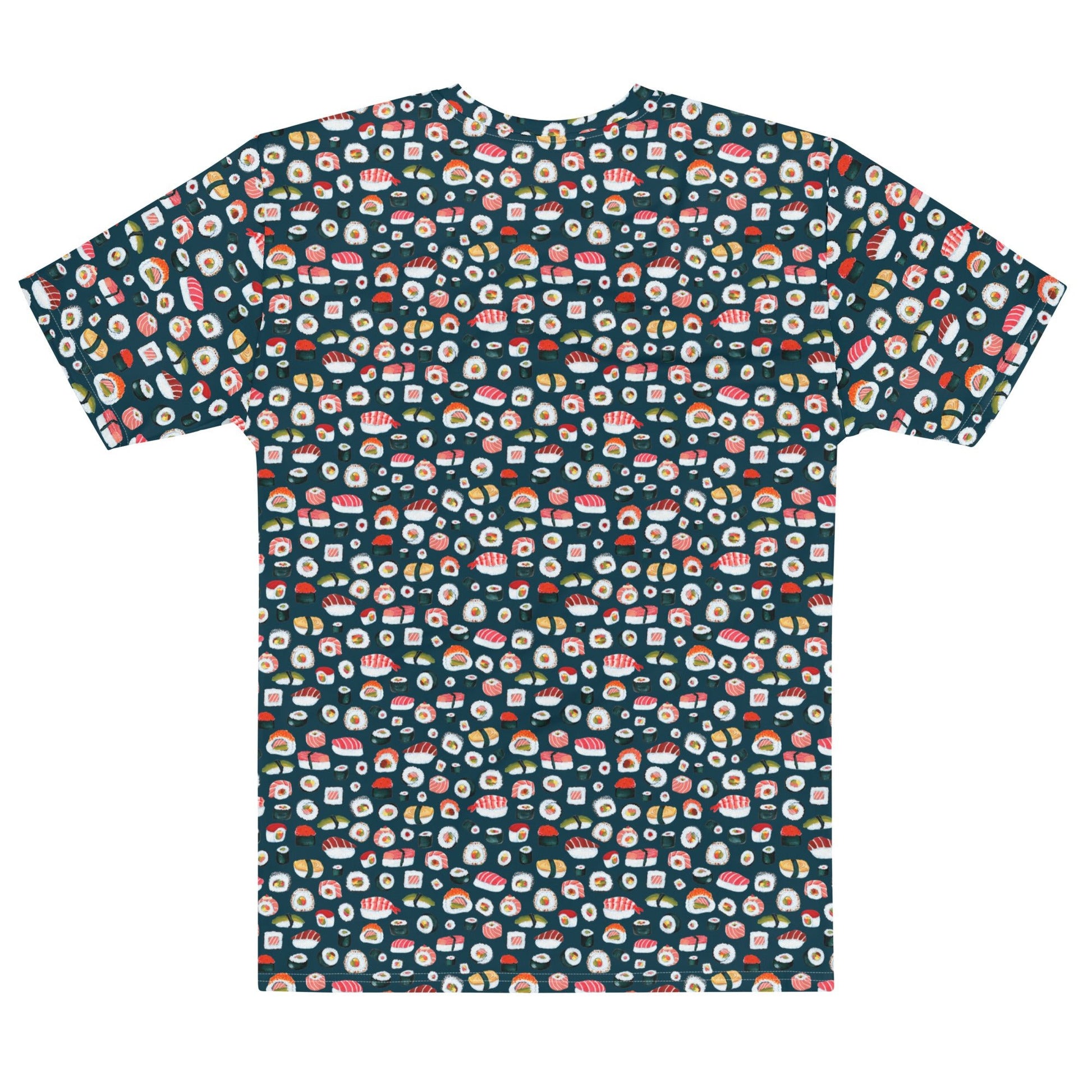 🍣 Men’s T-Shirt – Sushi Pattern – Dark Blue Gouache Edition - SANDRAAS