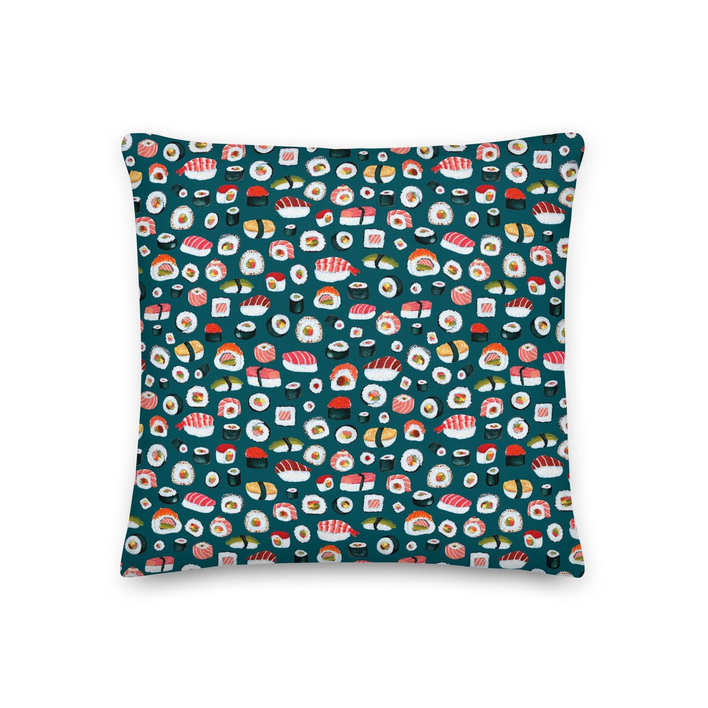 🍣 Premium Pillow – Sushi Pattern – Sherpa Blue Gouache Edition - SANDRAAS
