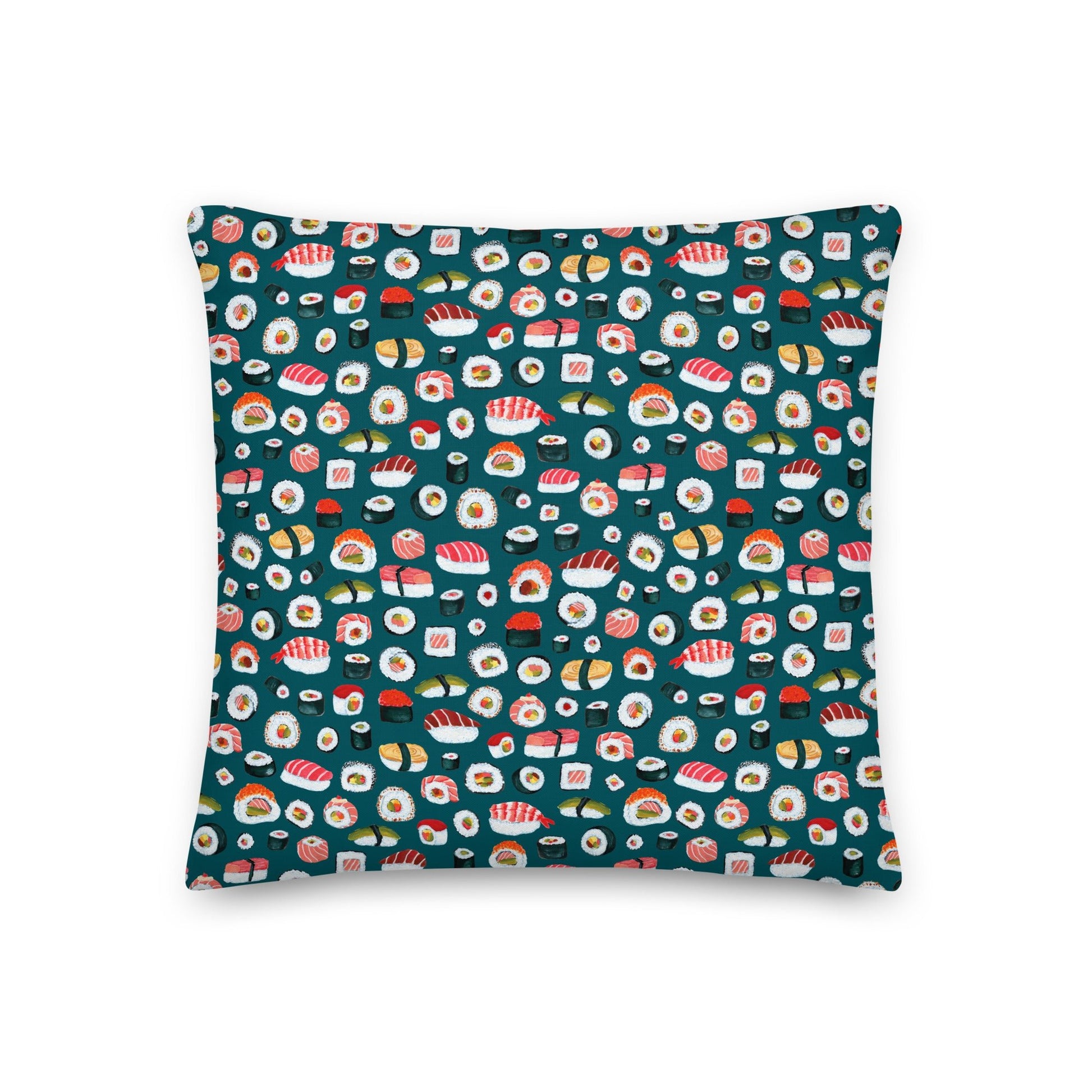 🍣 Premium Pillow – Sushi Pattern – Sherpa Blue Gouache Edition - SANDRAAS