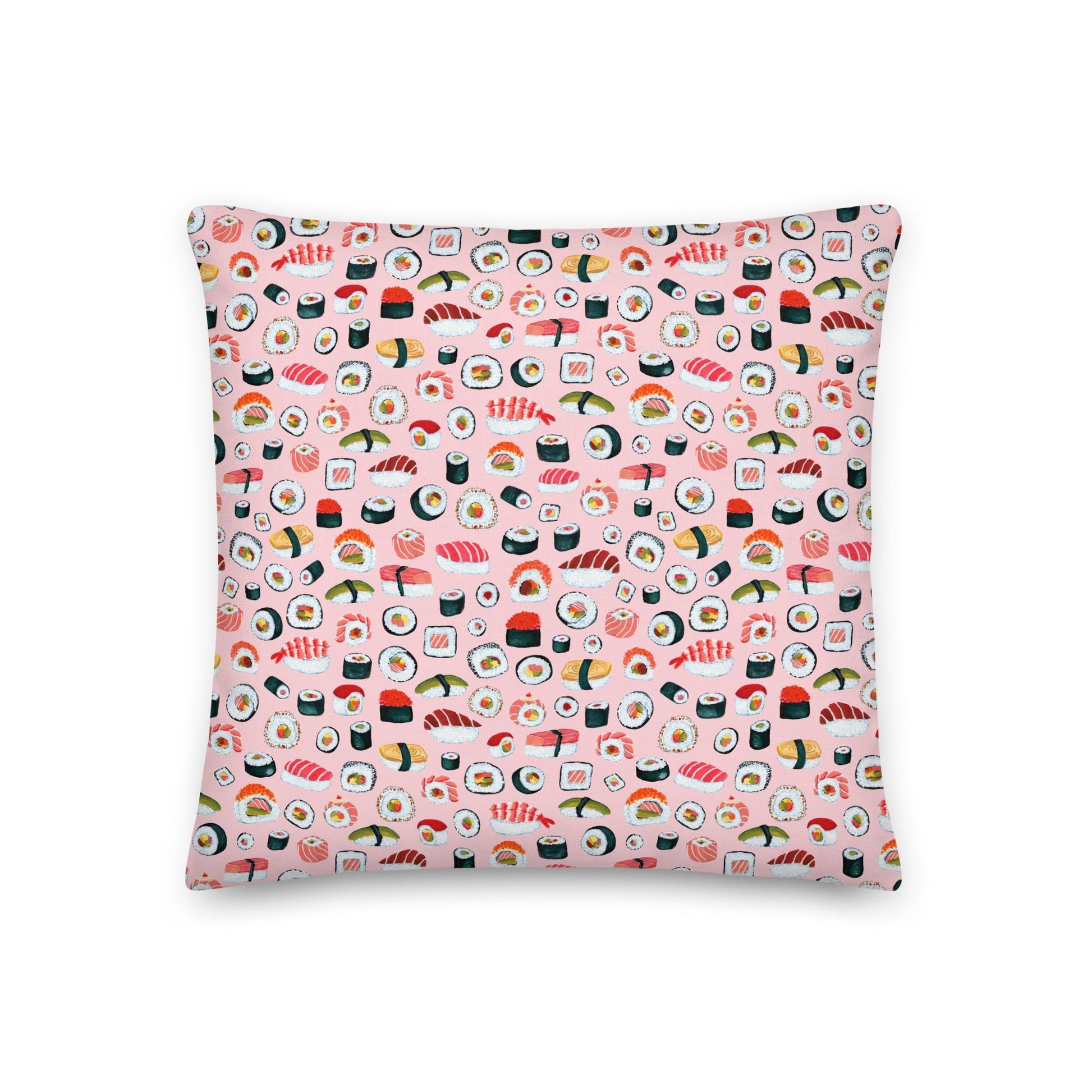 🍣 Premium Pillow – Sushi Pattern – Pink Gouache Edition - SANDRAAS