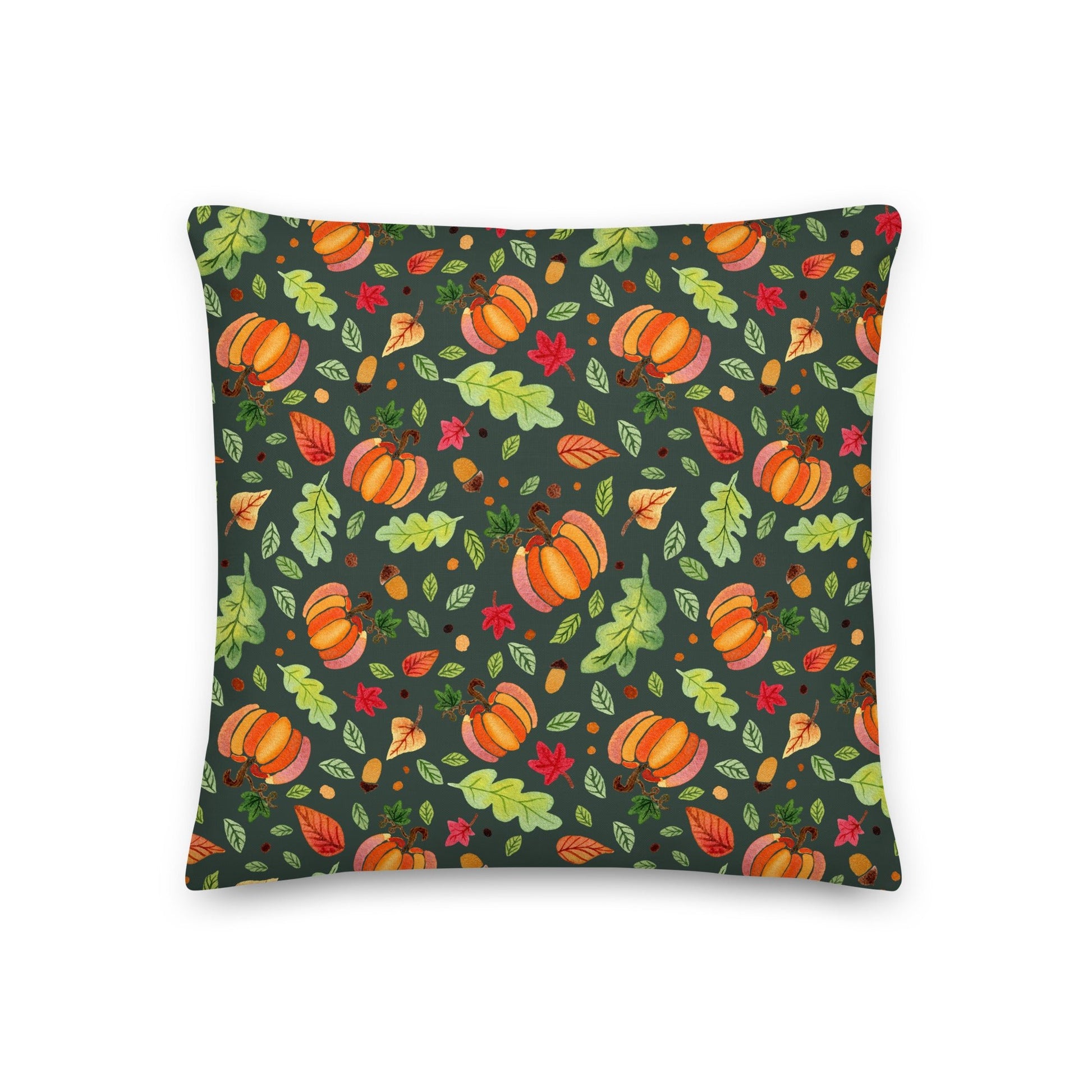 🍂 Premium Pillow – Dark Green Cozy Pumpkins 🎃 - SANDRAAS