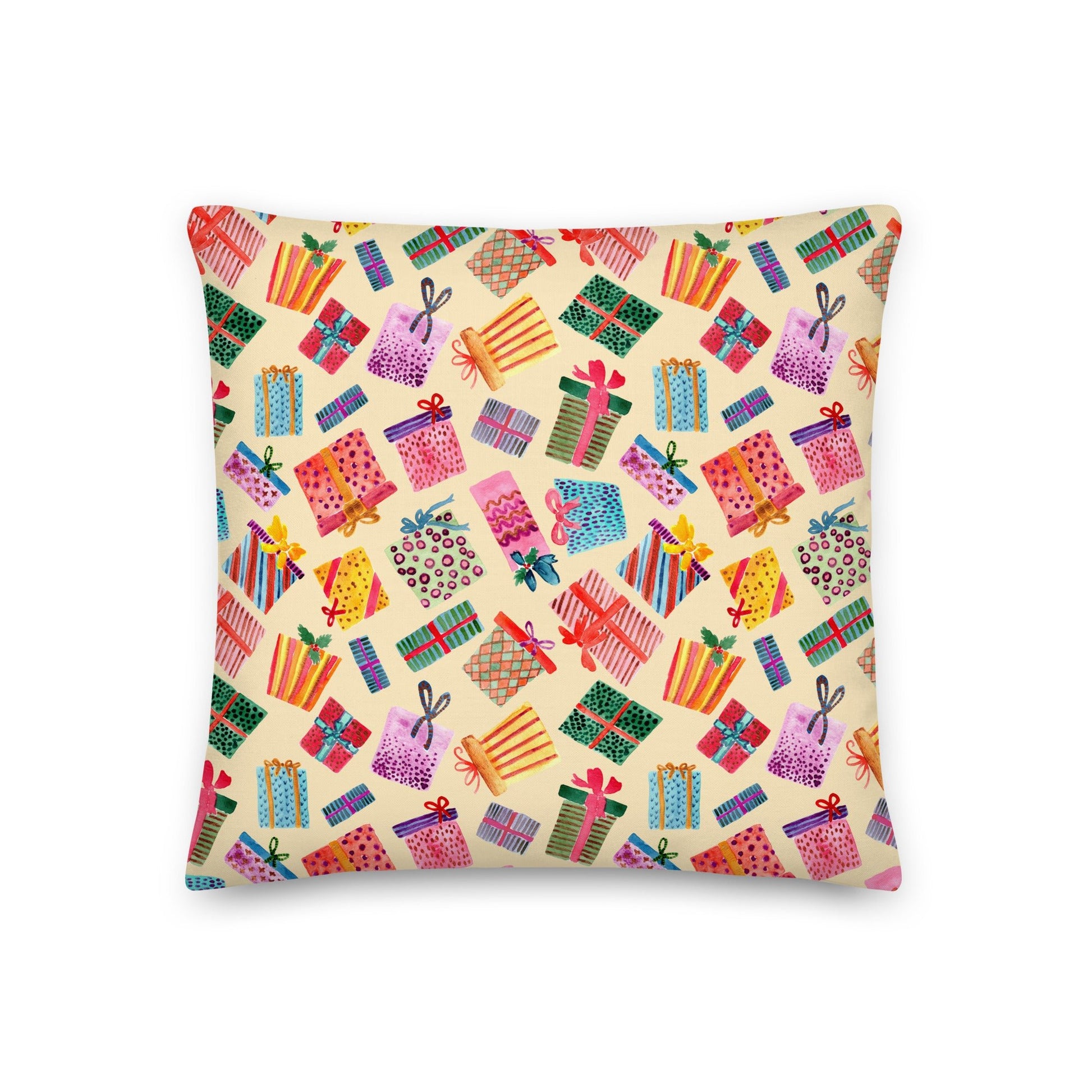 Yellow Gifts Premium Pillow – Whimsical Holiday Cheer 🎁✨ - SANDRAAS