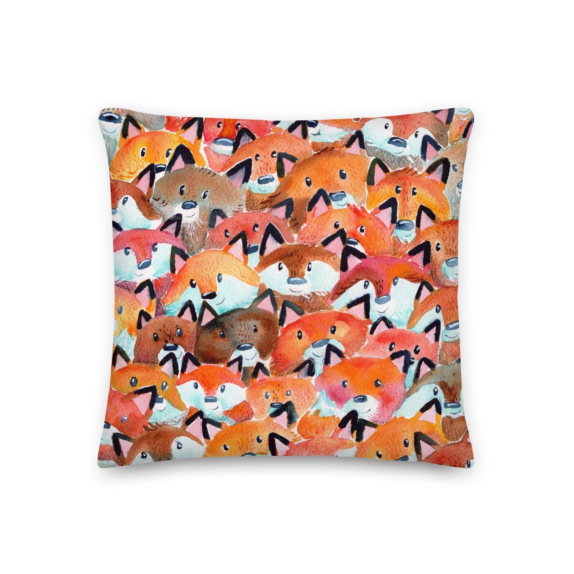🛋️ Premium Pillow – Whimsical Foxes – Watercolor Woodland Charm 🦊🍂 - SANDRAAS