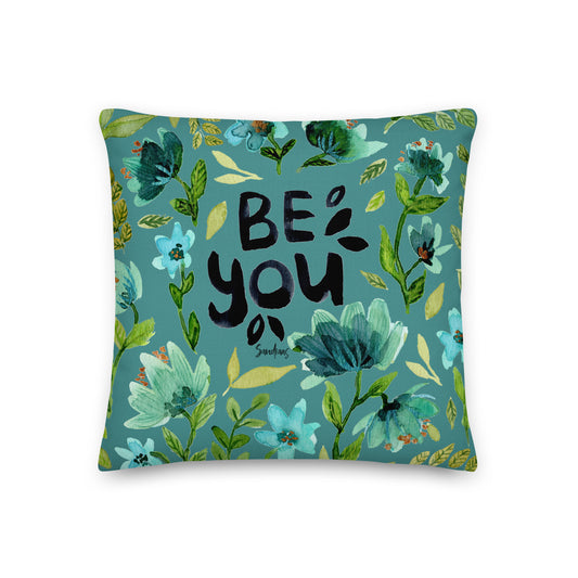 🌿 Premium Pillow – Be You (Turquoise) 💙🛋 - SANDRAAS