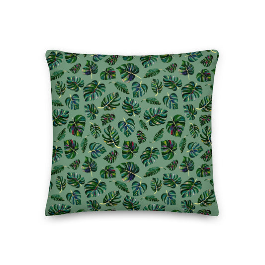 🌿 Premium Pillow – Green Monstera Leaves 💚🛋 - SANDRAAS