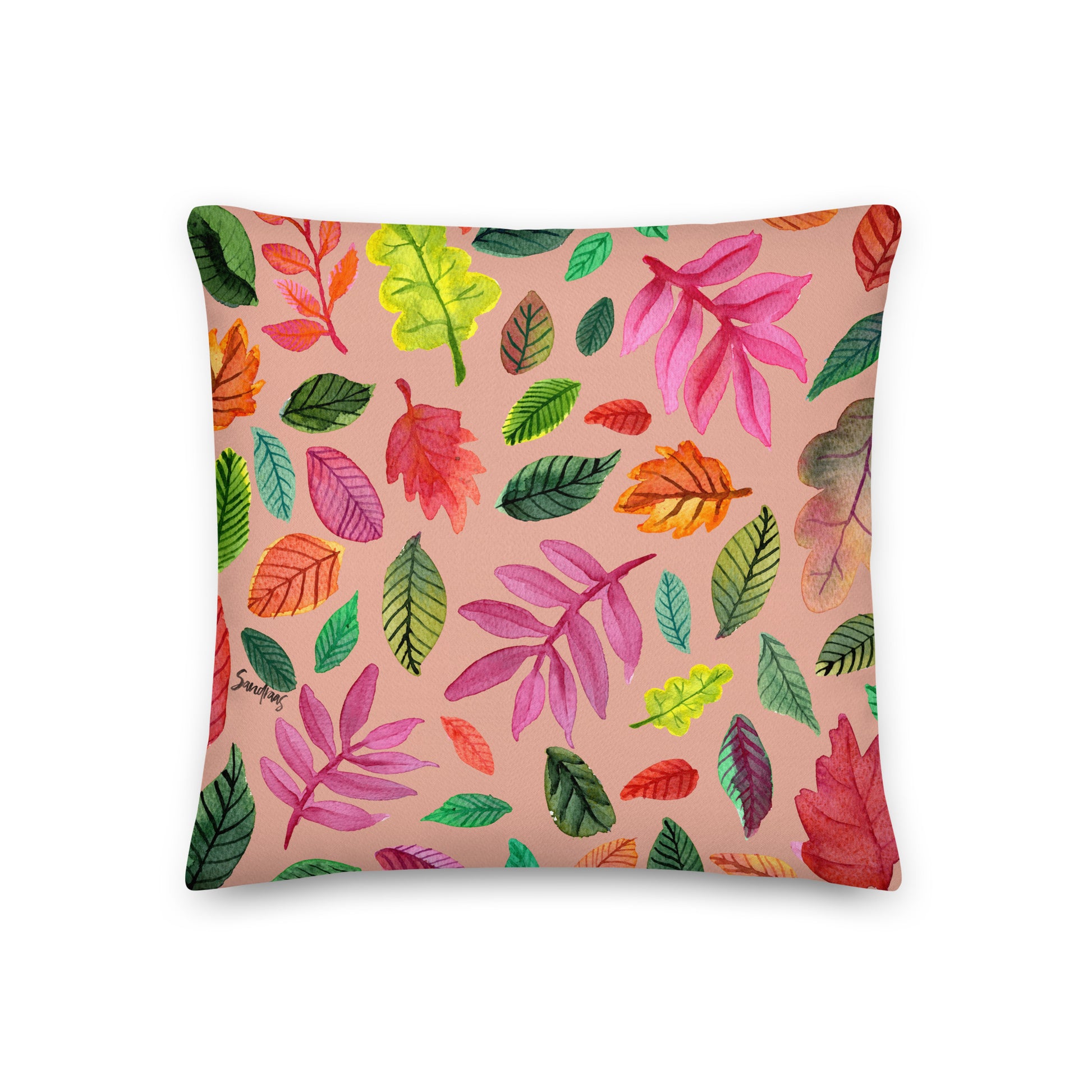 🍂 Premium Pillow – Pink Colorful Leaves 🌈💤 - SANDRAAS