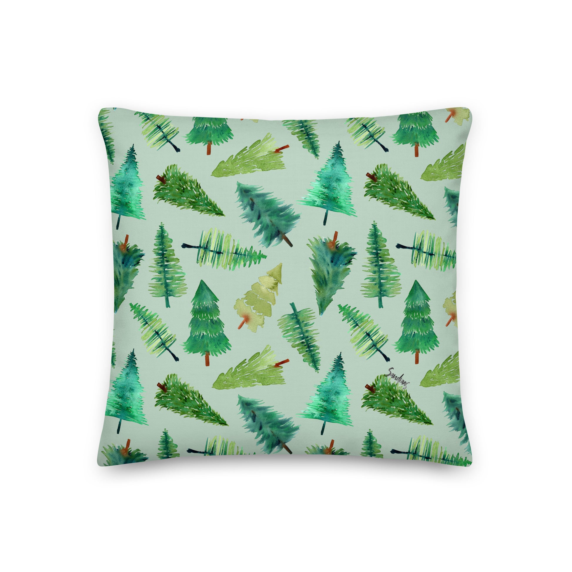 Green Christmas Trees Premium Pillow – Cozy & Festive Home Décor 🎄✨ - SANDRAAS