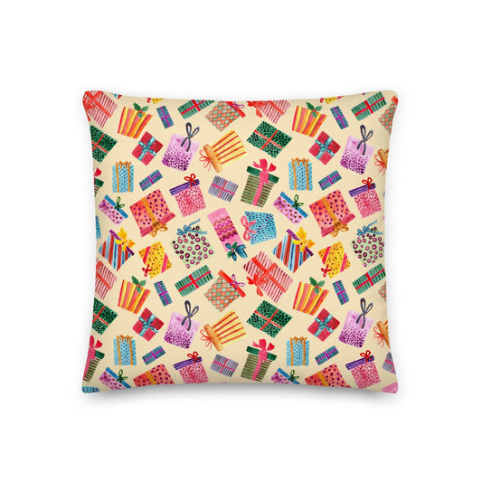 Yellow Gifts Premium Pillow – Whimsical Holiday Cheer 🎁✨ - SANDRAAS