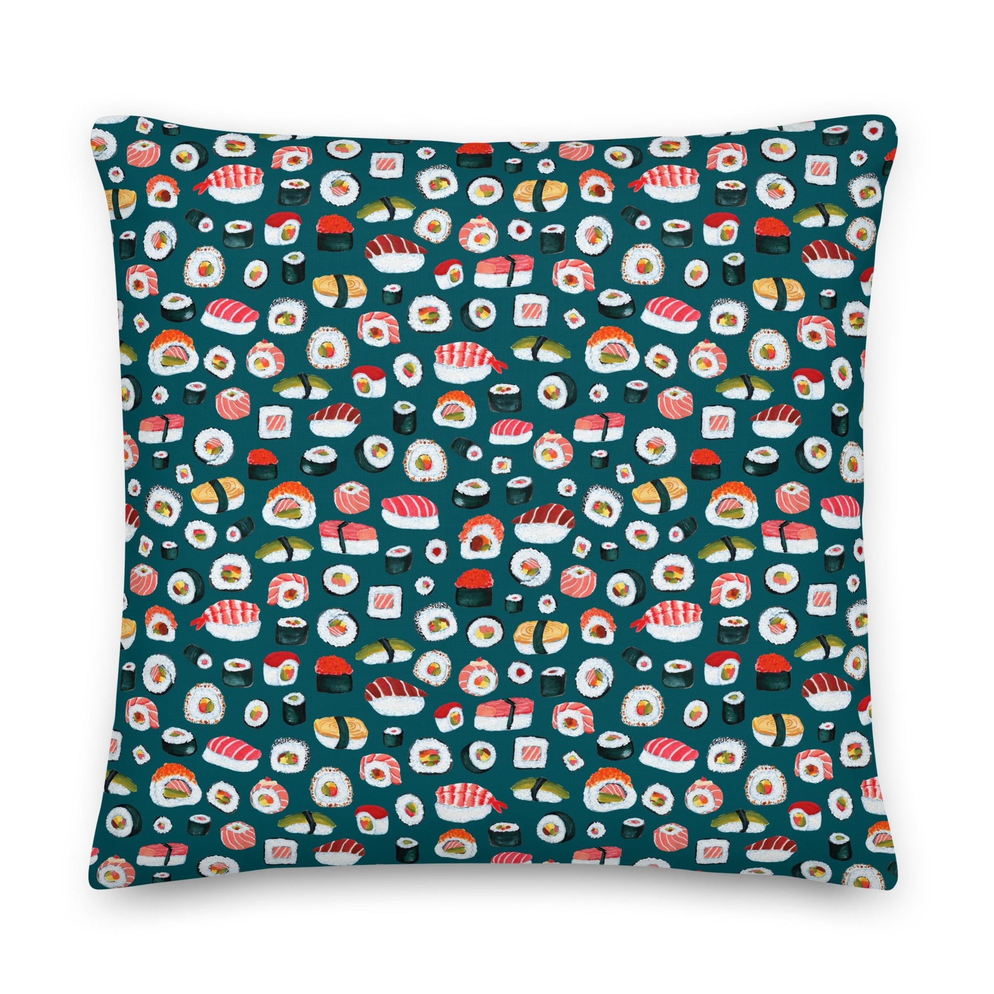 🍣 Premium Pillow – Sushi Pattern – Sherpa Blue Gouache Edition - SANDRAAS