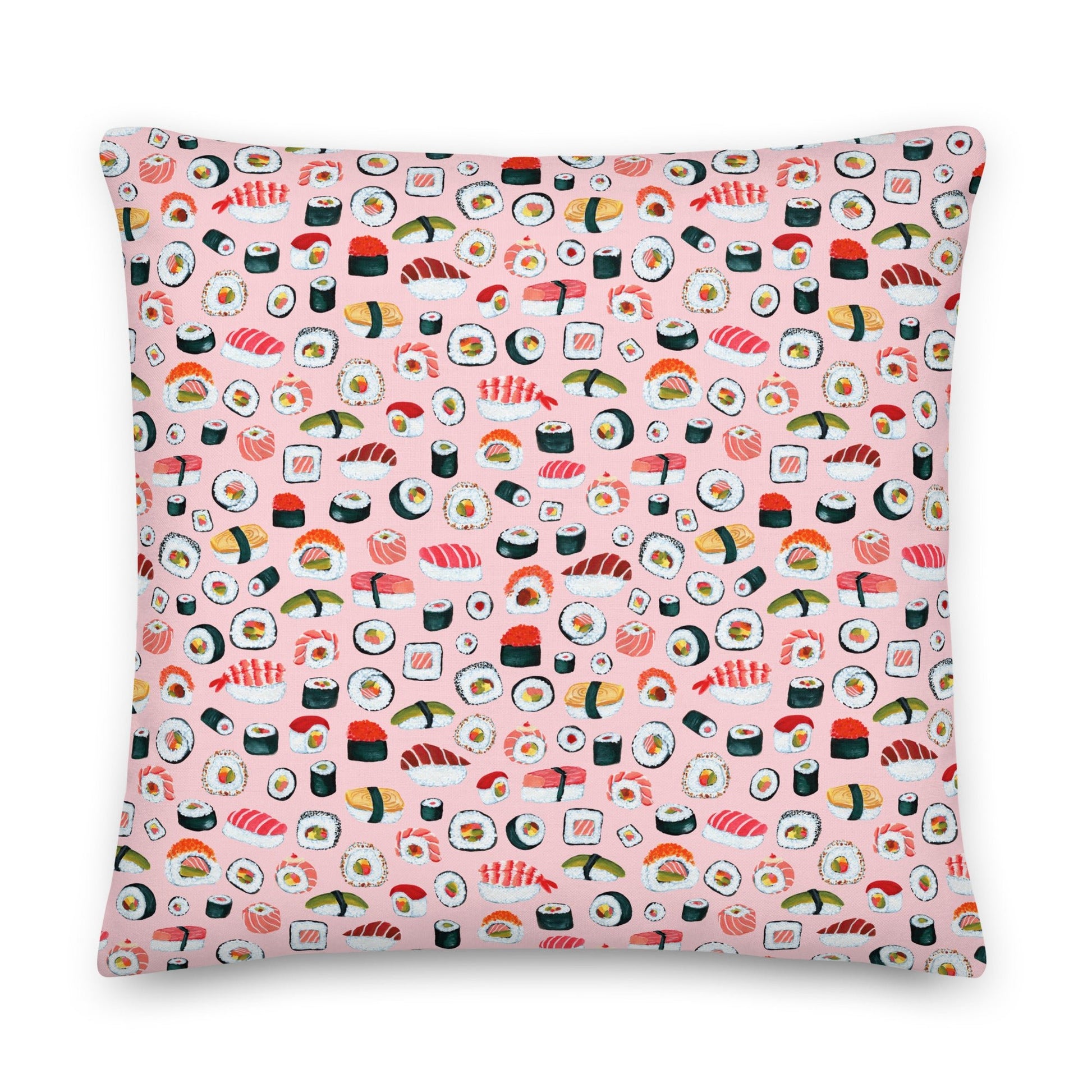 🍣 Premium Pillow – Sushi Pattern – Pink Gouache Edition - SANDRAAS