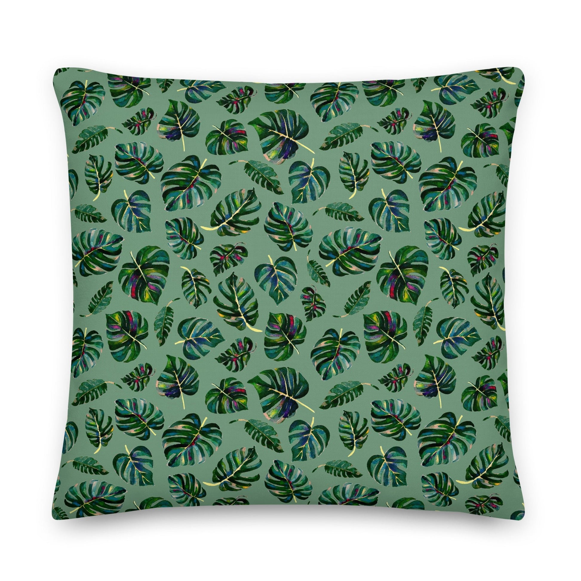 🌿 Premium Pillow – Green Monstera Leaves 💚🛋 - SANDRAAS