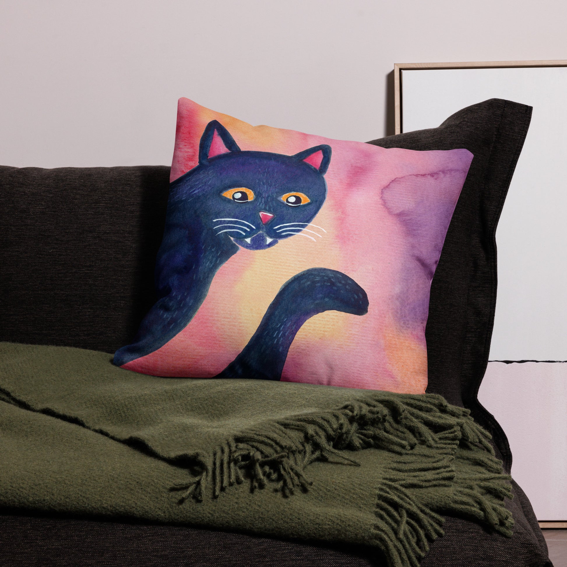Halloween Black Cat Premium Pillow – A Whimsical & Cozy Touch for Spooky Season! 🎃🐈⬛ - SANDRAAS