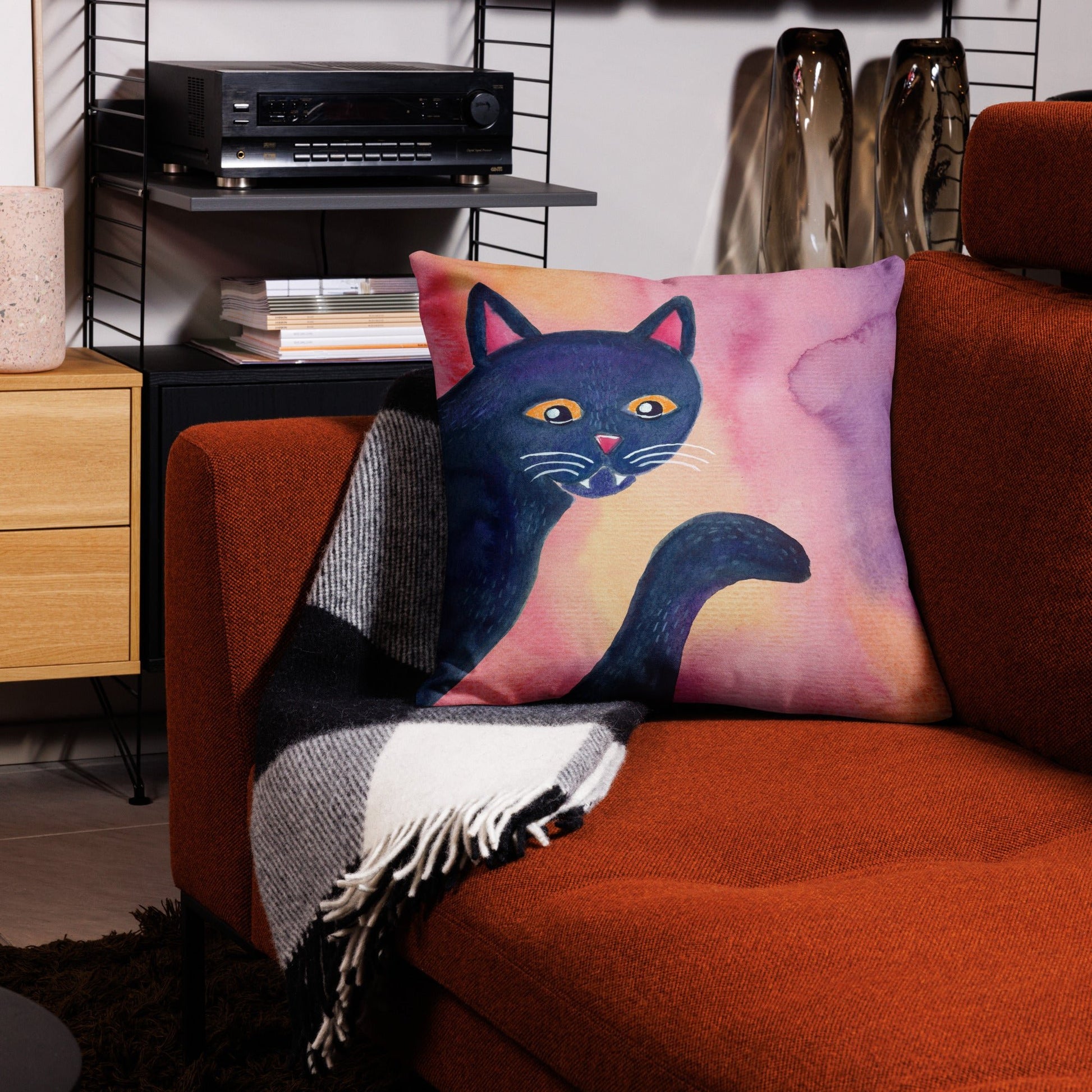 Halloween Black Cat Premium Pillow – A Whimsical & Cozy Touch for Spooky Season! 🎃🐈⬛ - SANDRAAS