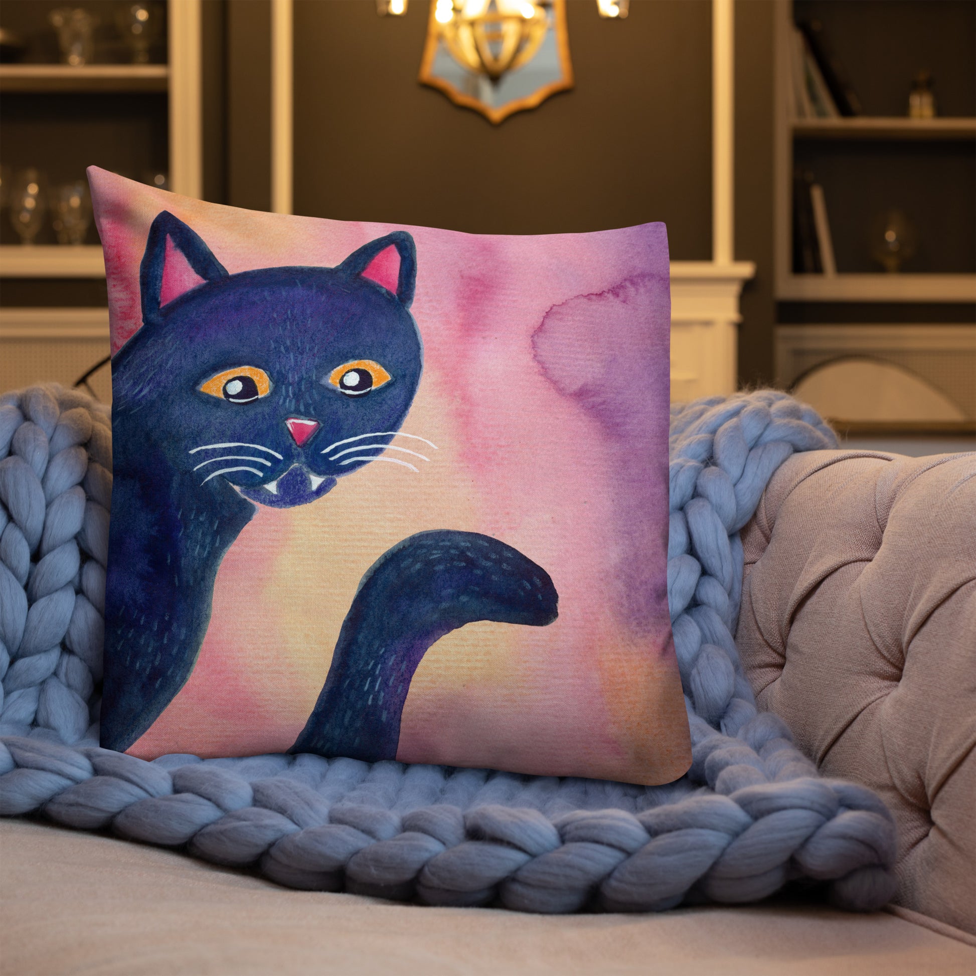 Halloween Black Cat Premium Pillow – A Whimsical & Cozy Touch for Spooky Season! 🎃🐈⬛ - SANDRAAS