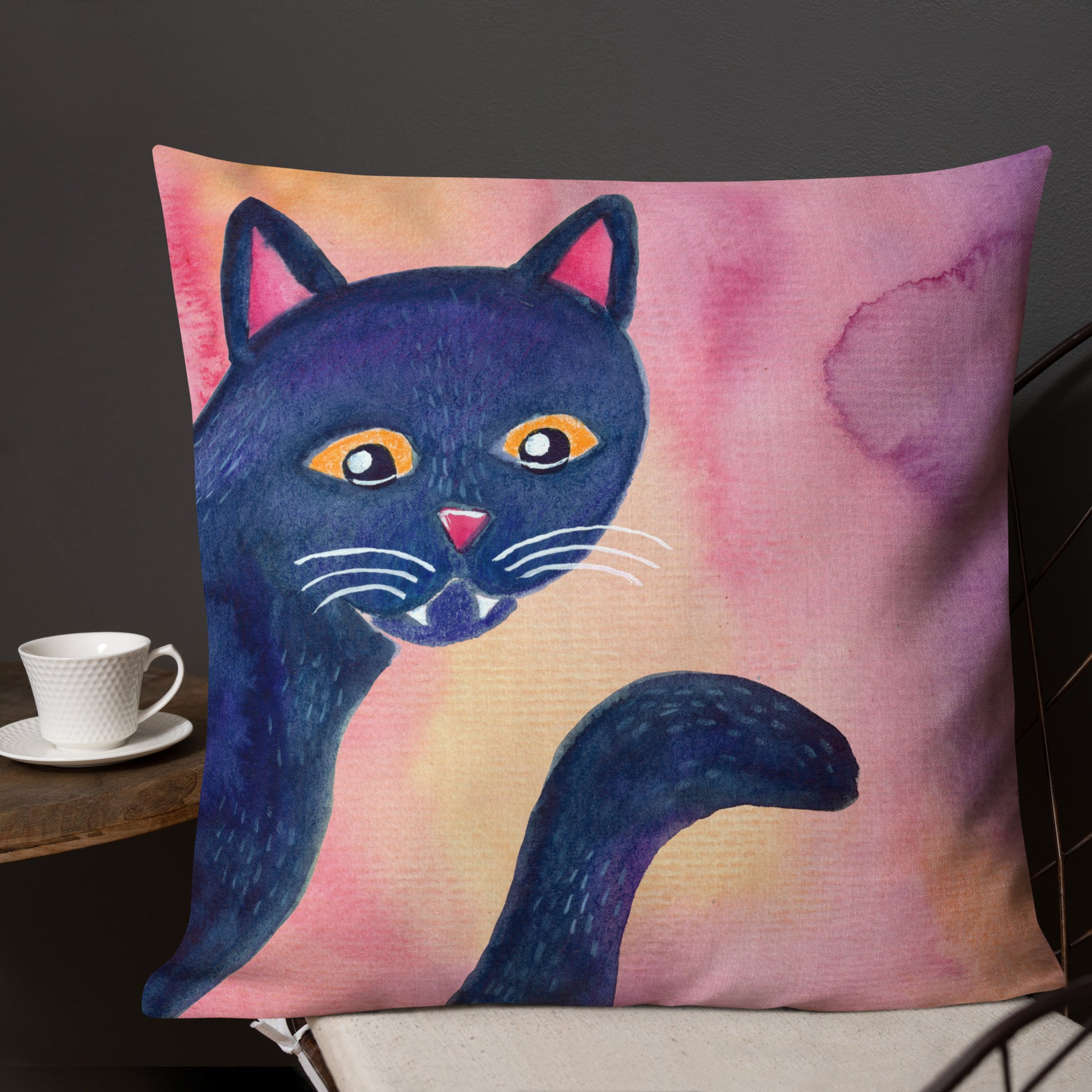 Halloween Black Cat Premium Pillow – A Whimsical & Cozy Touch for Spooky Season! 🎃🐈⬛ - SANDRAAS
