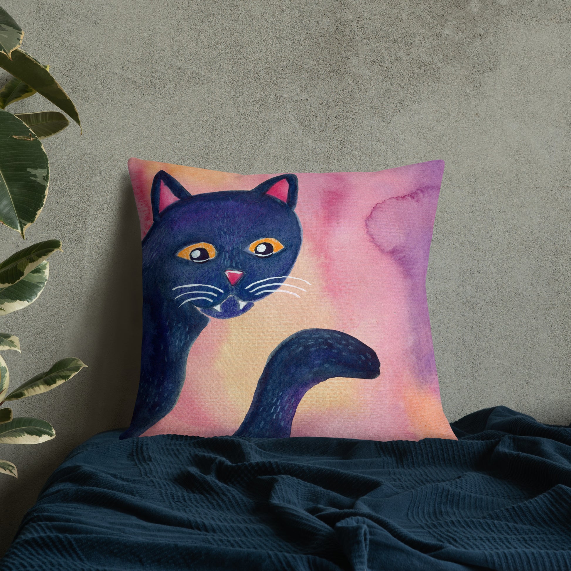 Halloween Black Cat Premium Pillow – A Whimsical & Cozy Touch for Spooky Season! 🎃🐈⬛ - SANDRAAS