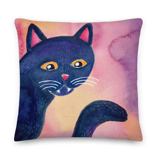 Halloween Black Cat Premium Pillow – A Whimsical & Cozy Touch for Spooky Season! 🎃🐈⬛ - SANDRAAS