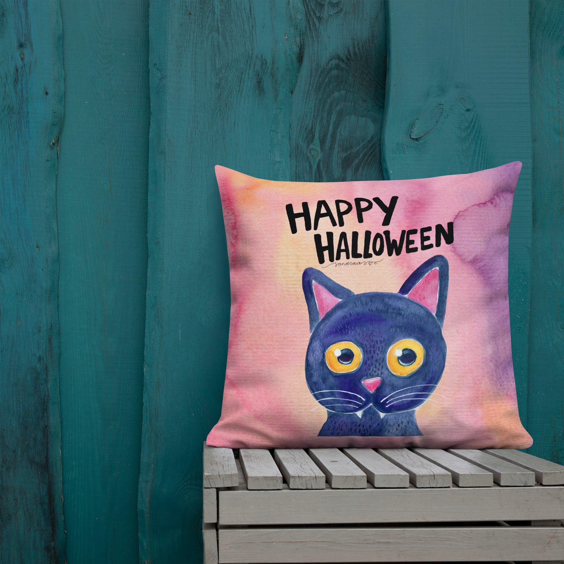 Premium Pillow – Halloween Black Cat 🎃🐈⬛ - SANDRAAS