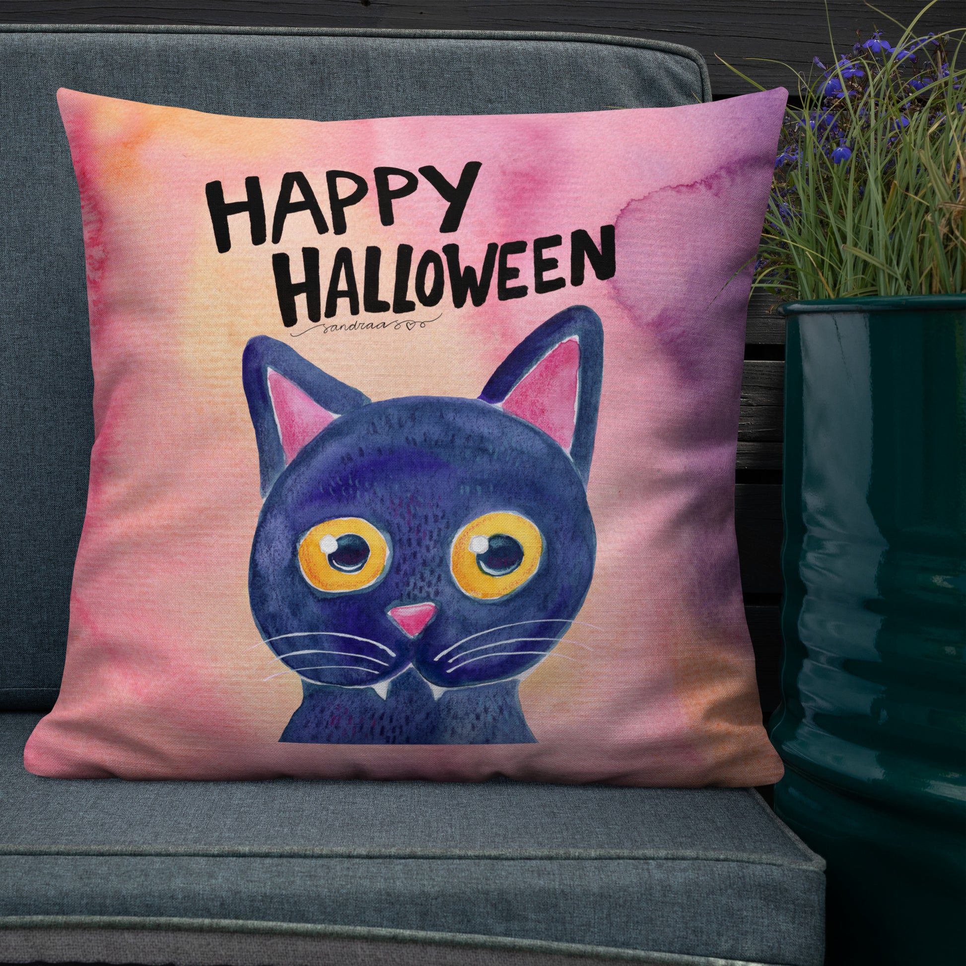 Premium Pillow – Halloween Black Cat 🎃🐈⬛ - SANDRAAS