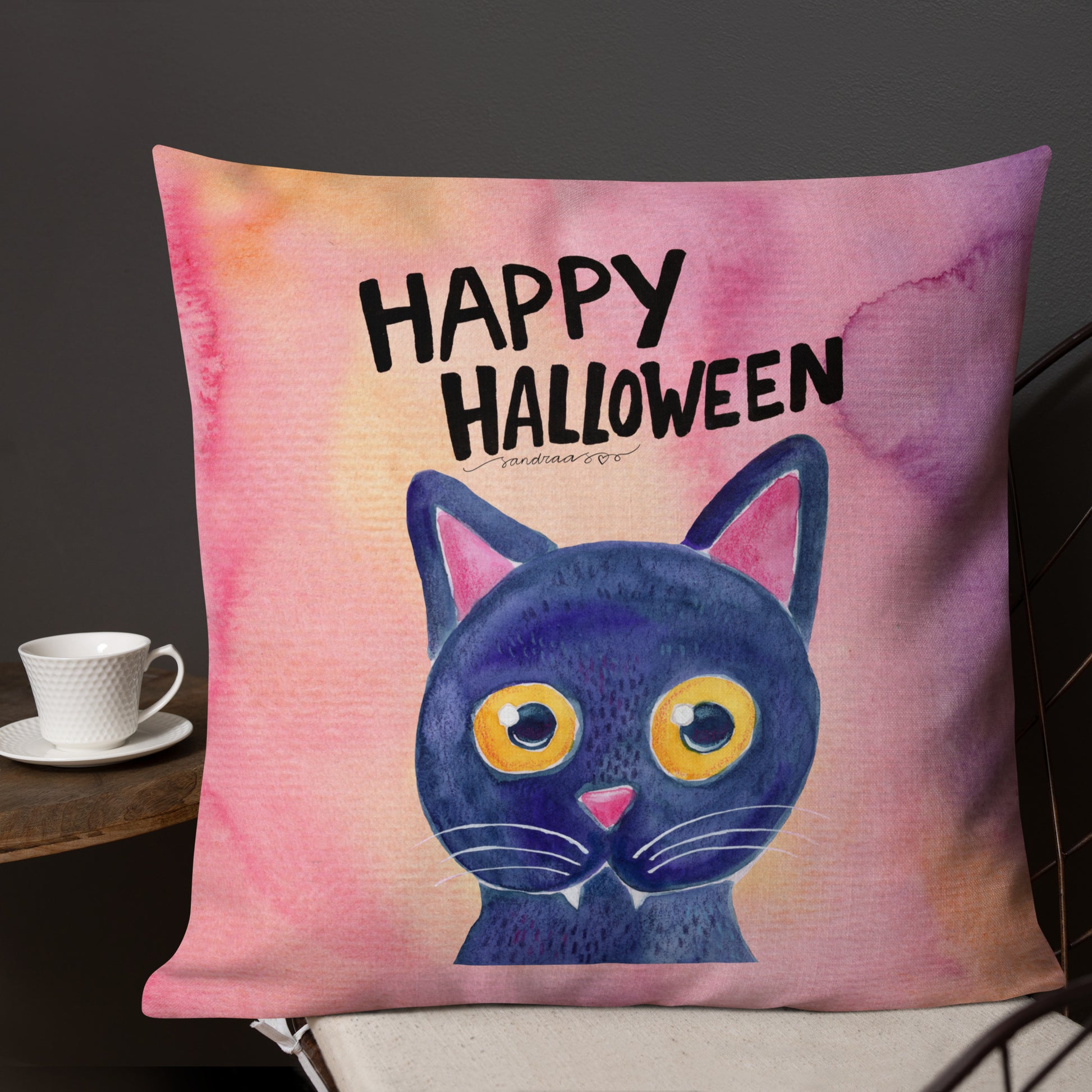 Premium Pillow – Halloween Black Cat 🎃🐈⬛ - SANDRAAS