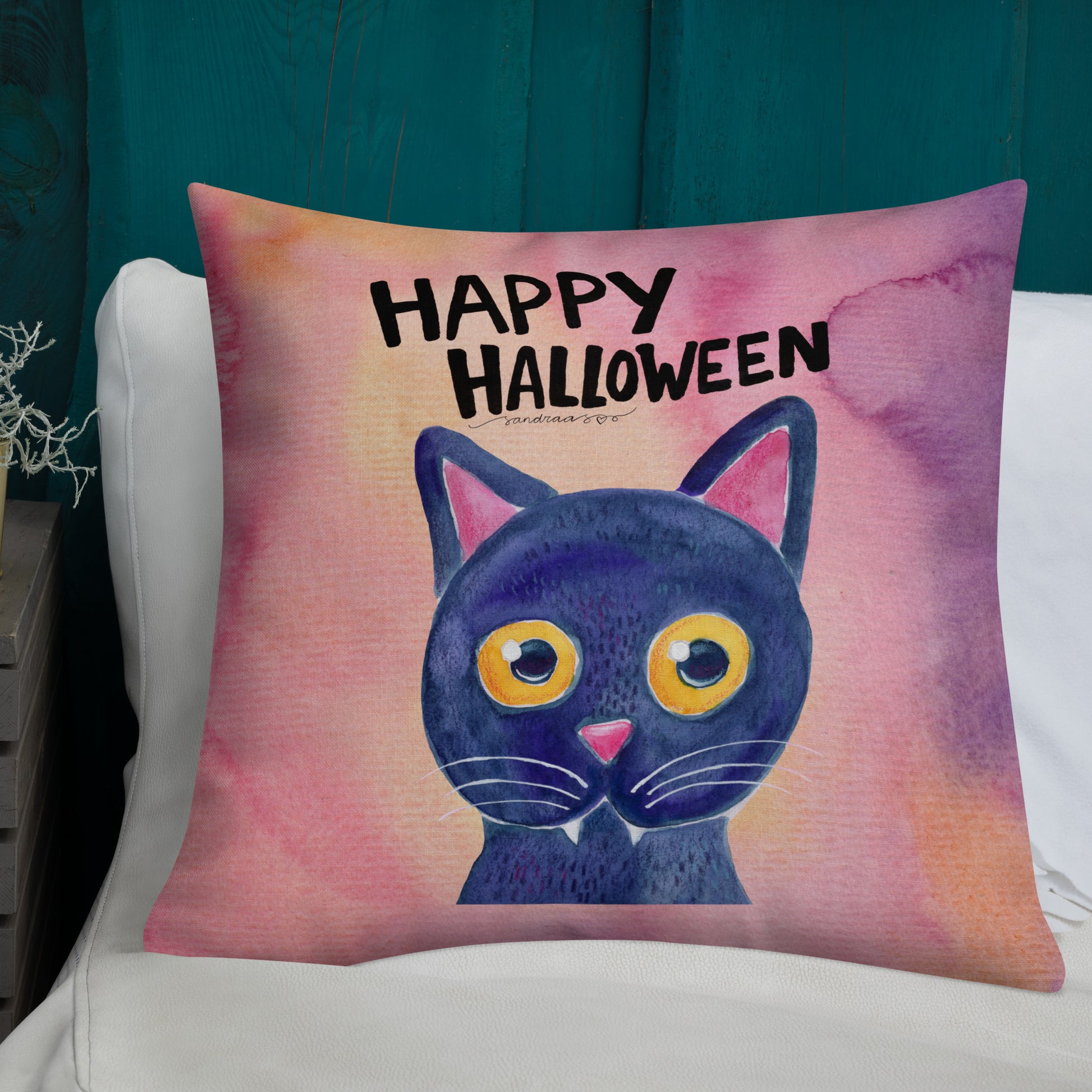 Premium Pillow – Halloween Black Cat 🎃🐈⬛ - SANDRAAS