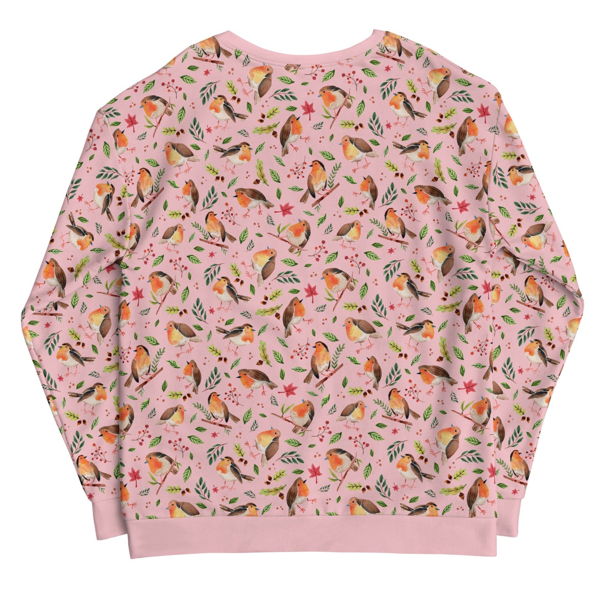 🕊️ Unisex Sweatshirt – Robins Watercolor – Pink Edition - SANDRAAS