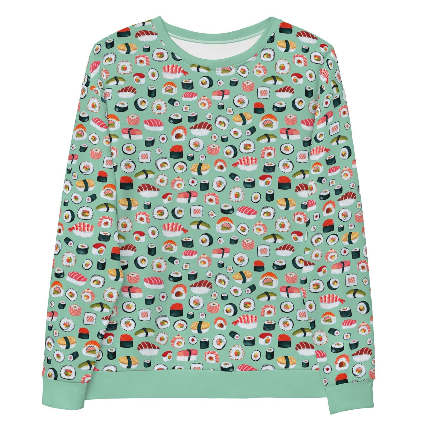 🍣 Unisex Sweatshirt – Sushi Pattern – Mint Green Gouache Edition - SANDRAAS