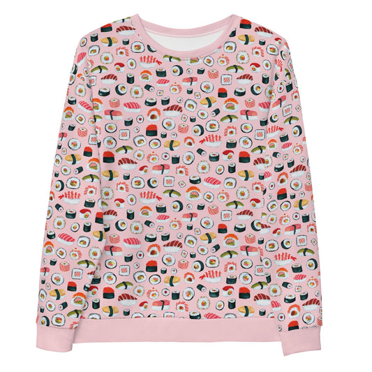 🍣 Unisex Sweatshirt – Sushi Pattern – Pink Gouache Edition - SANDRAAS
