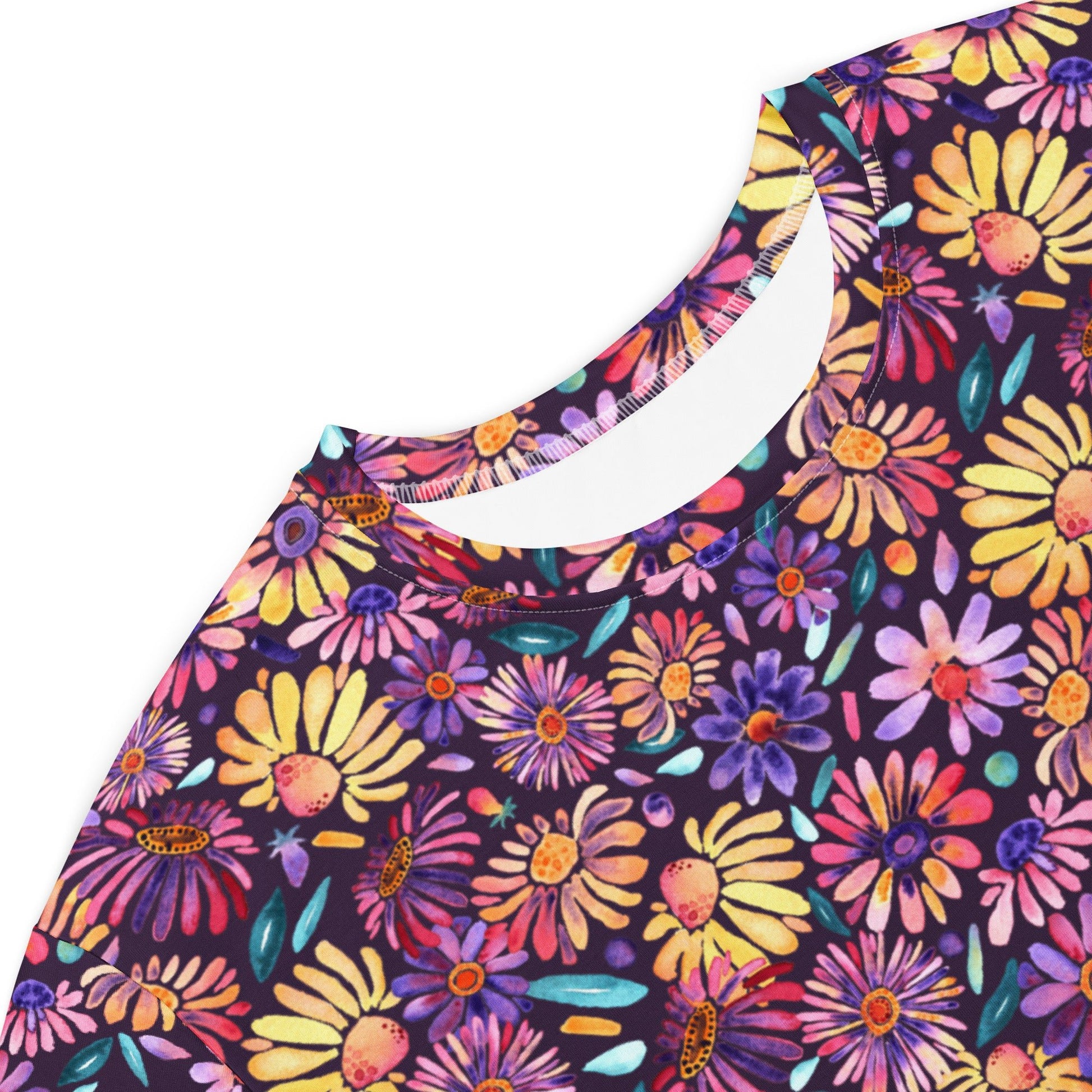 🌸 Purple Daisy Daydream – Watercolor T-Shirt Dress - SANDRAAS