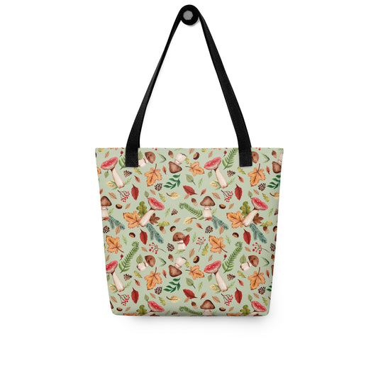 Light Green Autumn Nature Tote Bag – Cozy & Stylish for Fall 🍂🍄 - SANDRAAS