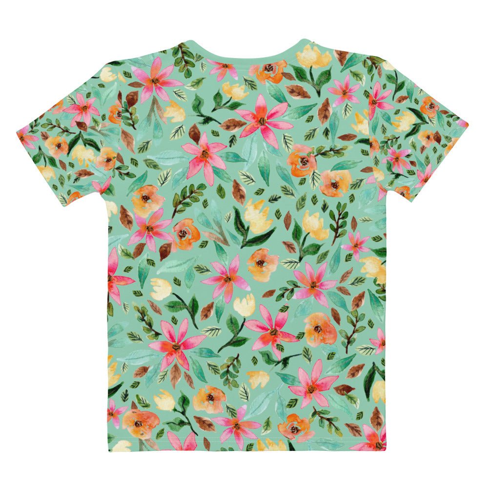 💙 Women’s T-Shirt – Living My Best Life – Vista Blue Floral Edition - SANDRAAS