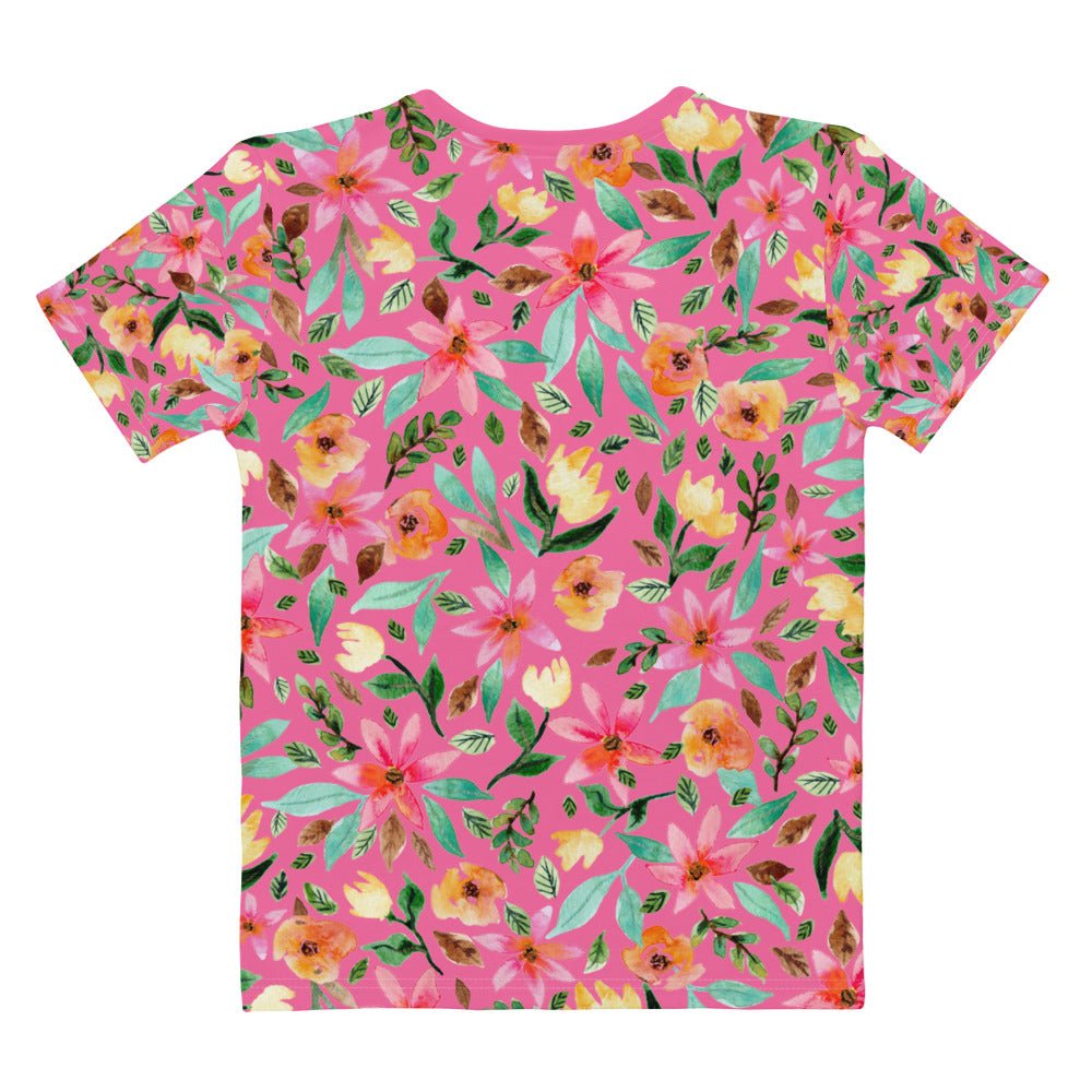 🌸 Women’s T-Shirt – Living My Best Life – Rose Pink Floral Edition - SANDRAAS