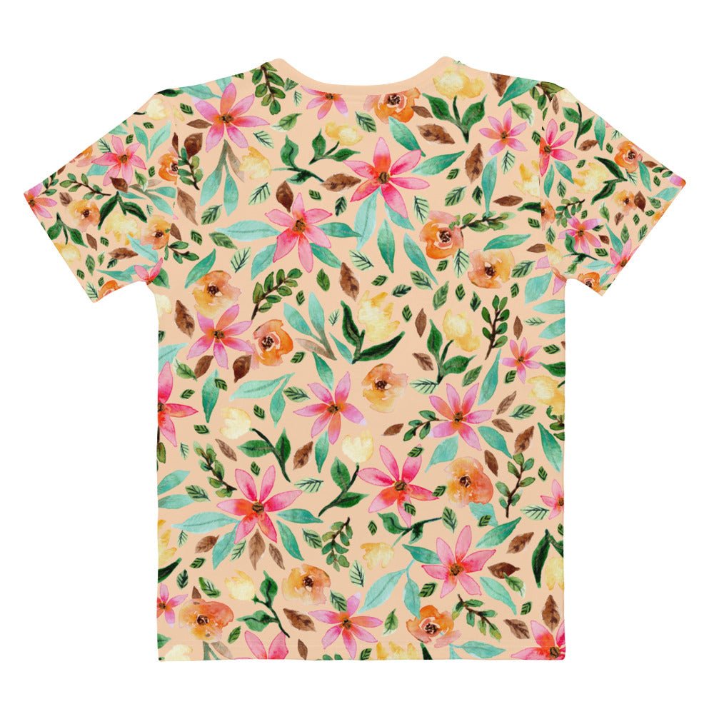 ☀️ Women’s T-Shirt – Living My Best Life – Sandy Beach Floral Edition - SANDRAAS