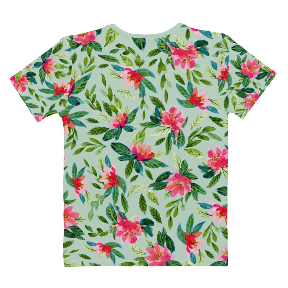 🌿 Women’s T-Shirt – Girl Power – Light Green Floral Edition - SANDRAAS