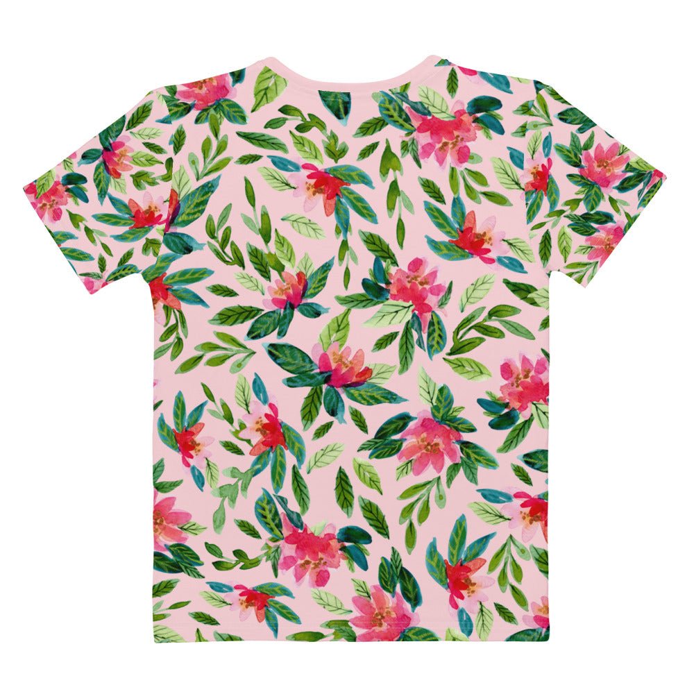 🌸 Women’s T-Shirt – Girl Power – Light Pink Floral Edition - SANDRAAS