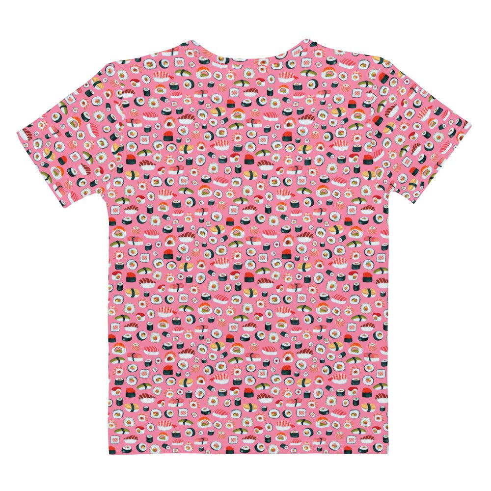 🍣 Women’s T-Shirt – Sushi Pattern – Pink Gouache Edition - SANDRAAS