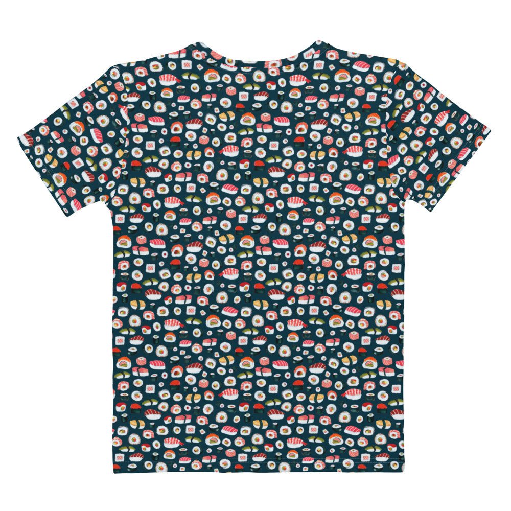 🍣 Women’s T-Shirt – Sushi Pattern – Dark Blue Gouache Edition - SANDRAAS