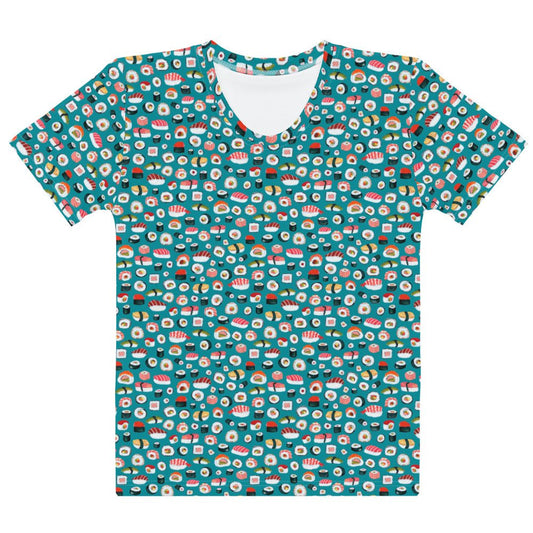 🍣 Women’s T-Shirt – Sushi Pattern – Eastern Blue Gouache Edition - SANDRAAS