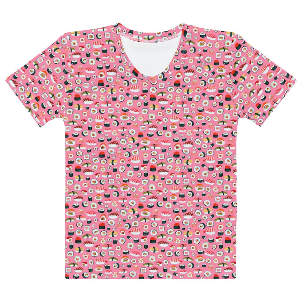 🍣 Women’s T-Shirt – Sushi Pattern – Pink Gouache Edition - SANDRAAS