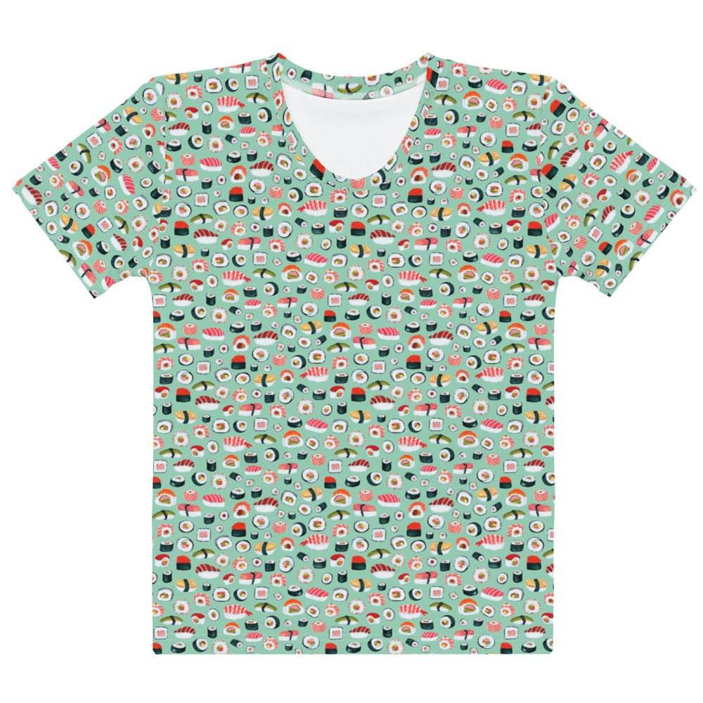 🍣 Women’s T-Shirt – Sushi Pattern – Mint Gouache Edition - SANDRAAS