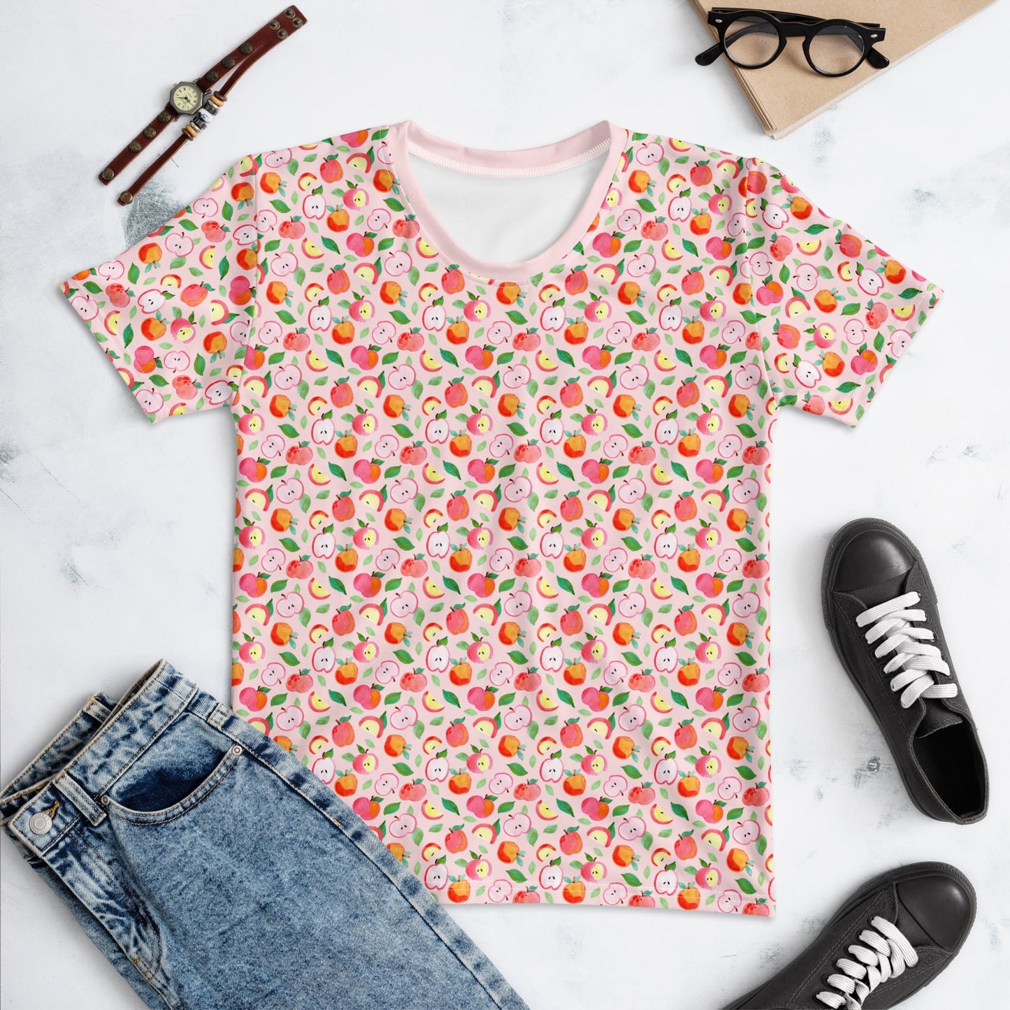 🍎 Women’s T-Shirt – Apples (Pink) 💖👚 - SANDRAAS